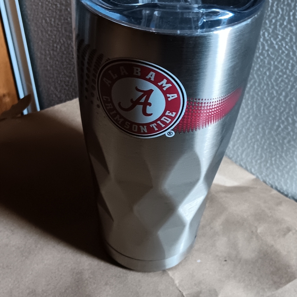 ALABAMA CRIMSON TIDE SILVER INSULATED TUMBLER. - Picture 2 of 5